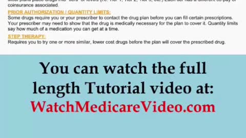Part 31 - Medicare Tutorial - What is a Part D prescription plan formulary tier.