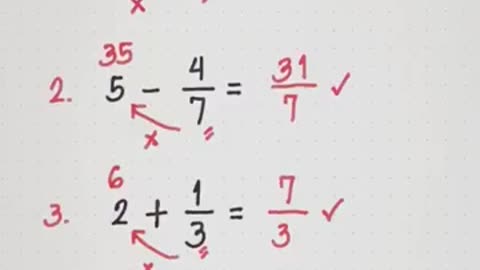 Adding or Subtracting Whole Number and a Fraction FAST TRICK! #math #mathematics #mathstricks