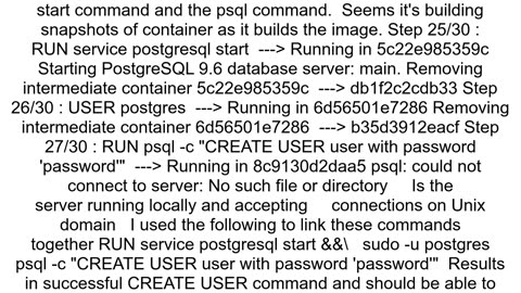 Docker can39t RUN psql commands from Dockerfile