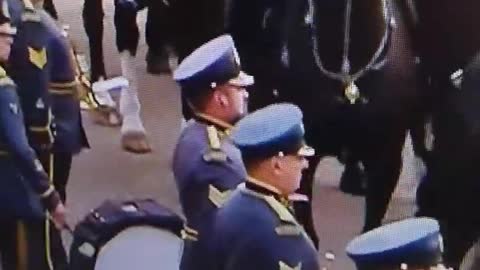 Queen funeral. guardsman gets hit in face by horse. Windsor castle.