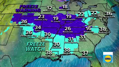 More than a dozen states brace for freezing temperatures l GMA