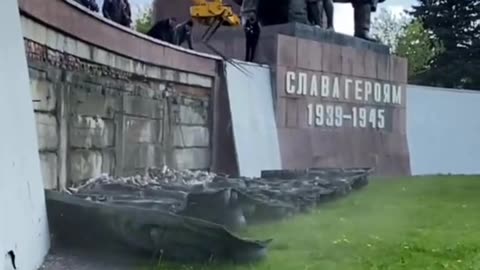 Rivno, Ukraine: A WW2 monument, honoring Soviet soldiers, destroyed