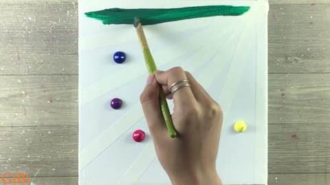 Rainbow Rays 🌈 Easy Acrylic Painting with masking tape / Painting tutorial #134 / Satisfying ASMR