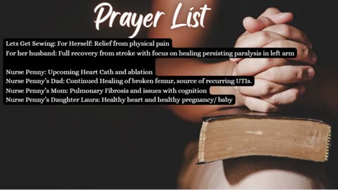 Prayer List- Please pray for these concerns