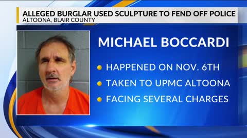 Altoona burglar used sculpture to fend off police before arrest