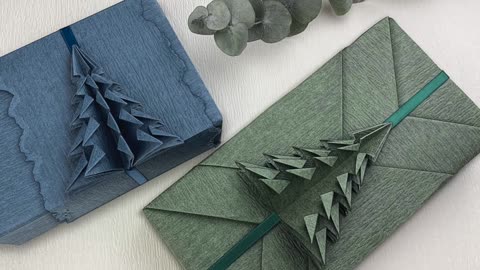 DIY Gift Wrapping - Christmas Gift Packing With Christmas Tree Origami Craft