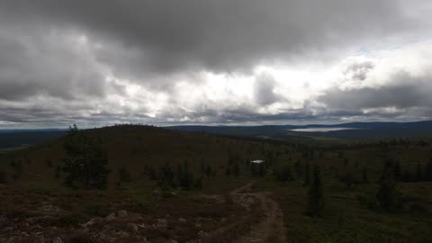 Jogging at beautiful Vittjåkk mountain in Arvidsjaur Sweden.