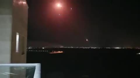 Iron Dome in Action in the Night Sky Over Israel like a Star Wars Movie