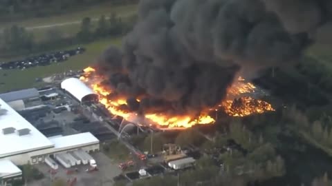 Massive plant nursery fire in Kissimmee, Florida,