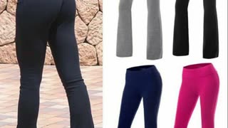 Women Flare Yoga Pants Bootcut High Waist Foldover Premium Leggings Trousers