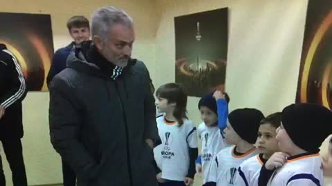 The amazing moment when a young boy met Mourinho last night