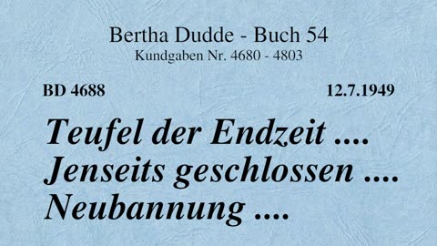 BD 4688 - TEUFEL DER ENDZEIT .... JENSEITS GESCHLOSSEN .... NEUBANNUNG ....