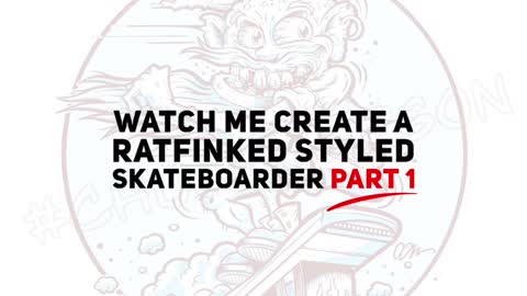 Rat Fink styled skate boarder