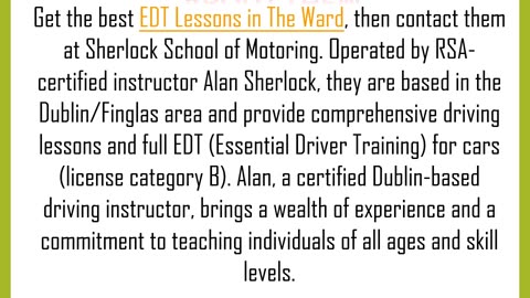 Get the best EDT Lessons in The Ward