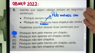 🤥 OBMEP 2022 Questão do Chapéu do Pinóquio de Raciocínio Lógico Bugante! 🎩