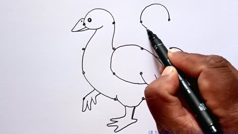 Duck Drawing With 4 × 4 Dots How To Draw Cute Duck With Dots Step By Step Duck Easy Drawing