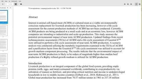 Review of the paper Environmental impacts of cultured meat: A cradle-to-gate life cycle assessment