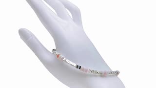 Pink opal roundle beads with 925 silver bracelet Women Jewelry Anniversary Gift