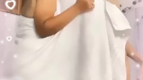 Girls teasing hot with bath towel