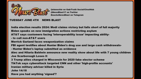 Tuesday, June 4, 2024 News Blast