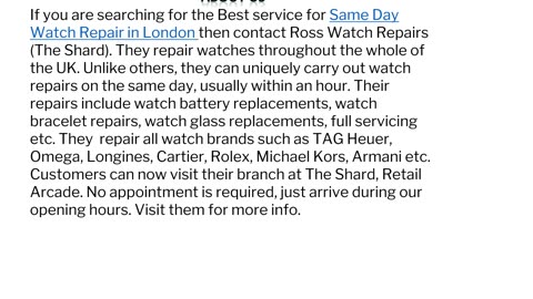 The Best service for Same Day Watch Repair in London