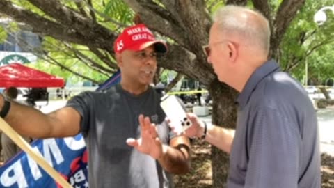 Mike interviews Jay from Venice, Florida who is protesting outside the federal courthouse in Miami in support of Donald Trump amid today's arraignment