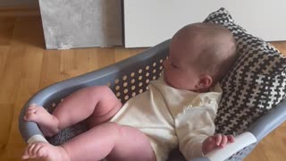 Baby Goes for Roomba Ride