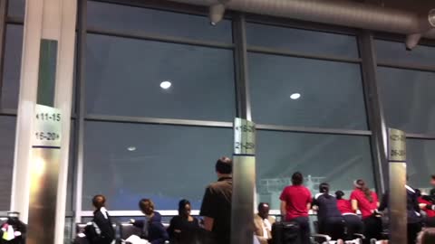 Crawds Of People At Airport Suddenly Caught Tornado Coming
