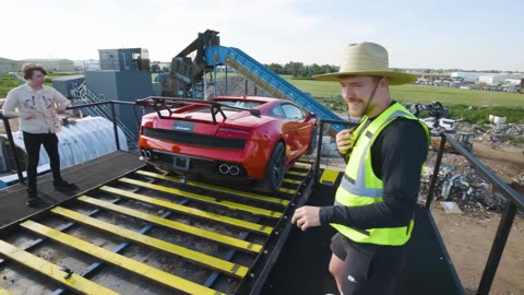 Lamborghini Vs World's Largest Shredder! From Mr Beast