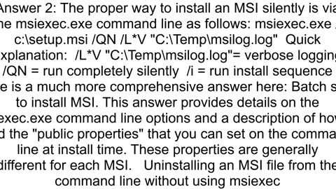 Silent installation of an MSI package