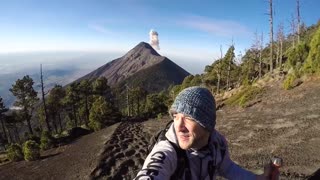 Mt Fuego eruption as Traveller descends volcano