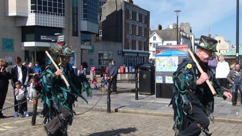 Plymouth Morris Dancer in the Barbican Ocean City. 25th March 2016