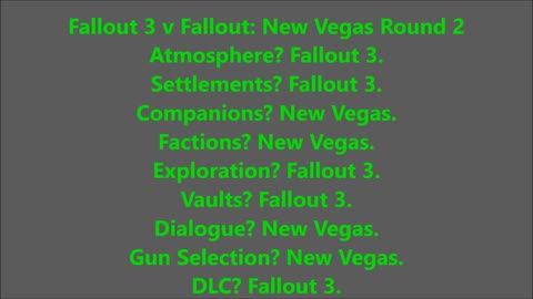 Game Competition | Fallout 3 v Fallout: New Vegas Round 2