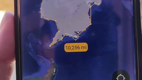 Measuring Antartica on the Google Earth app (mobile)