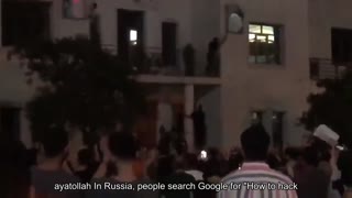 Feel the difference. Portraits of ayatollahs are torn down at protests in Iran. In Russia, Google