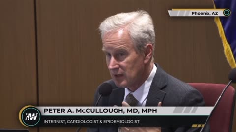 Dr Peter McCullough on which Covid vaccine recipients are at most risk. At AZ state senate.