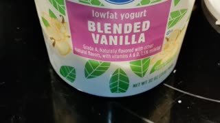 Eating Kroger Blended Vanilla Lowfat Yogurt, Dbn, MI, 9/15/23