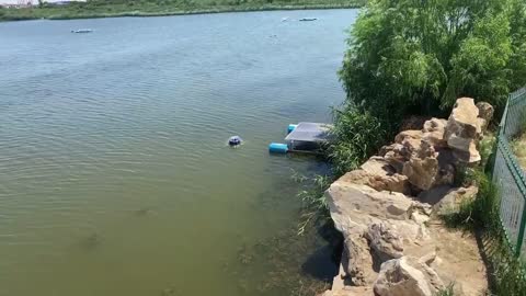 small fountain in the lake