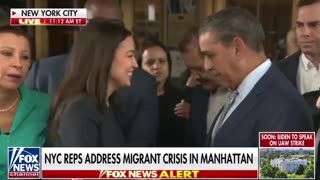 AOC gets shouted down by protestors at NYC event on illegal migrant crisis