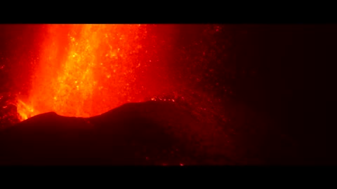 Lava spews from La Palma volcano