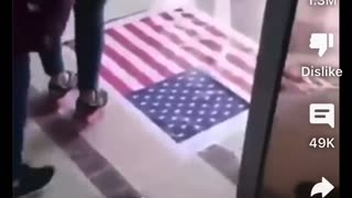 School girls in Iran won’t step on the American flag