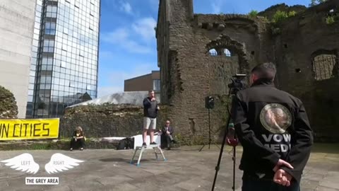 Ben Walker, UKIP, speaks at SAT Swansea 15 minute city demo (07/05/23)