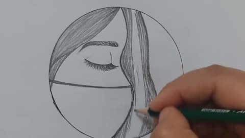 Crying Girl drawing#circle drawing#