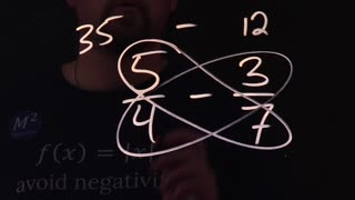 The Butterfly Method for Subtracting Fractions | 5/4-3/7 | Minute Math Tricks Part 143 #shorts