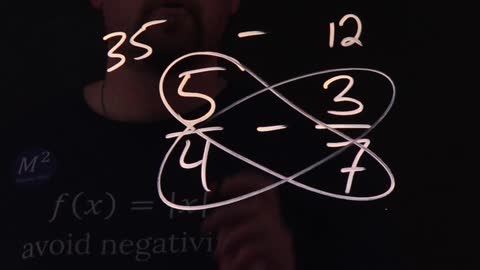 The Butterfly Method for Subtracting Fractions | 5/4-3/7 | Minute Math Tricks Part 143 #shorts