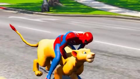 GTA V Spiderman Save Baby Lion From Venom