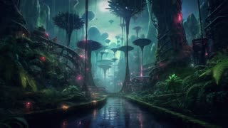 Neon Rainforest City - Futuristic Sci Fi Atmospheric Ambience