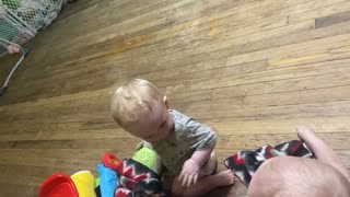 1 year old twins playing together