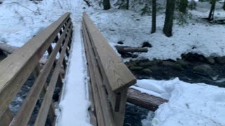 Crossing the Second Bridge – Tamanawas Falls – Mount Hood – Oregon – 4K