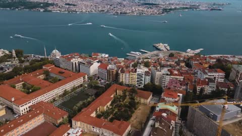 Istanbul Turkey Aerial Footage Architectural Cityscape Cloudscape Landscape Drone Video 4K